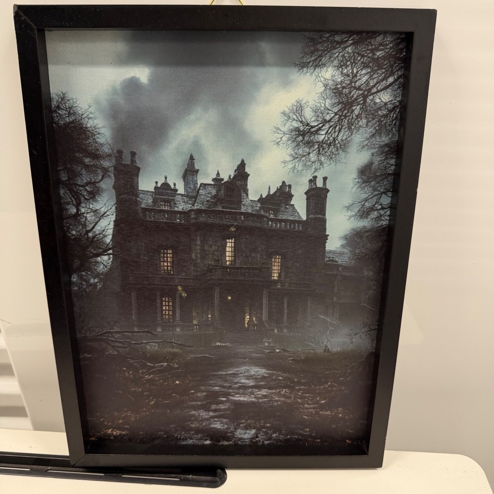 Haunted Mansion Framed Canvas Wall Art Gothic Spooky Estate Decor 12x16
